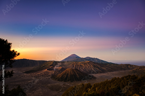 Bromo  Semeru  and Batok volcano mountain in a morning  East Java  Indonesia  Asia