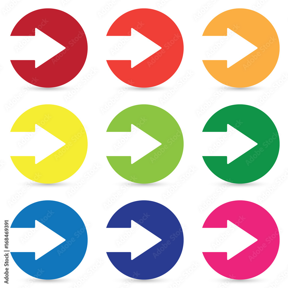 Colorful arrows in circle icon with shadow Colorful arrows in circle icon with shadow