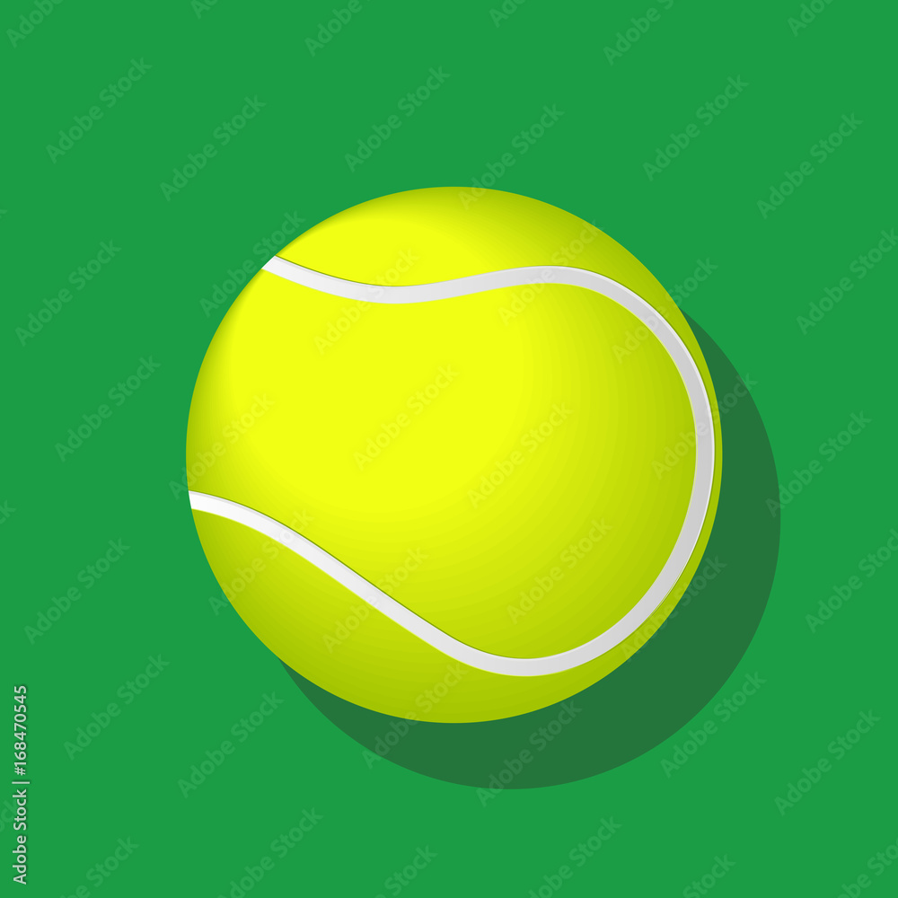 Tennis ball with shadow on white background-Vector Illustration