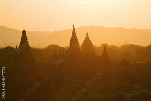 Orange sunset in the ancient Bagan. Burma