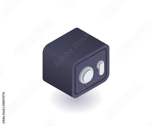Safe icon, vector symbol in flat isometric 3D style isolated on white background.