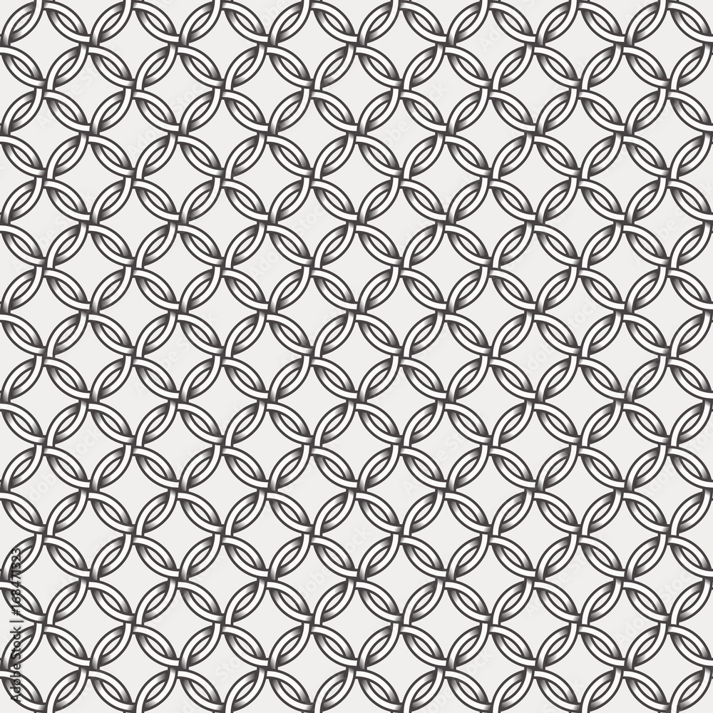 Fototapeta premium Retro pattern - lines, circles and diamond stars. White and light grey background.