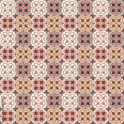 Wallpaper Mural Floor tiles - seamless vintage pattern with quatrefoils.  Patchwork style pattern. Seamless vector background. Plain colors - easy to recolor. Torontodigital.ca