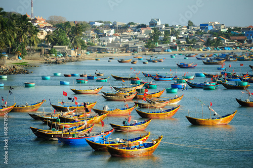 Fishing village harbor scenery in Mui Ne