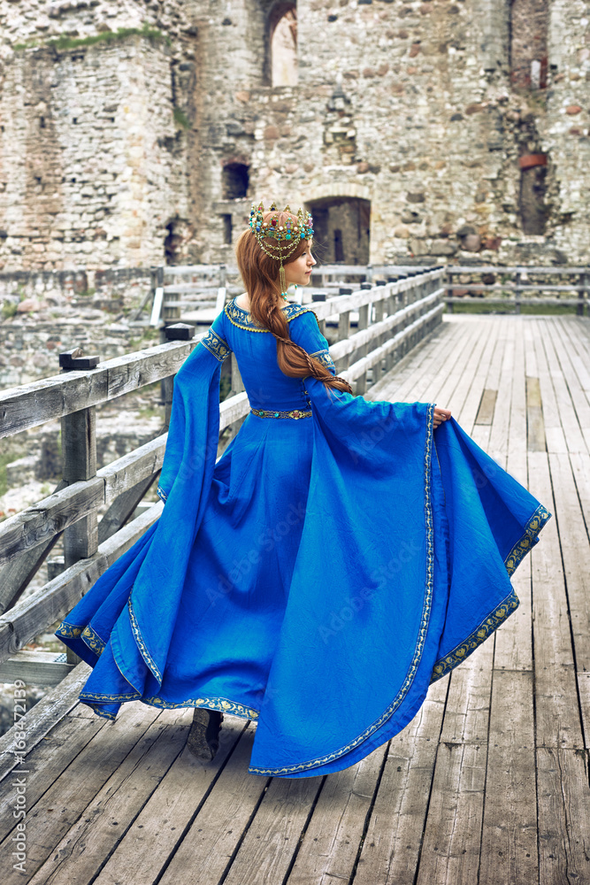 Fototapeta premium Beautiful Eleanor of Aquitaine, duchess and queen of England and France on High Middle Ages. Mother of Richard the Lionheart.