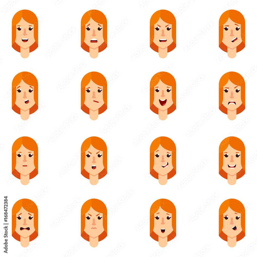 set of expression of blonde woman set of expression of blonde woman