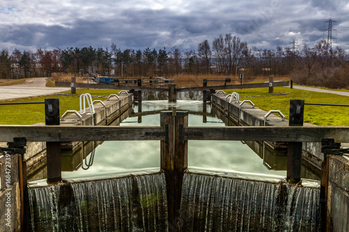 Canal lock in Stirling Scotland on a grey cloudy day