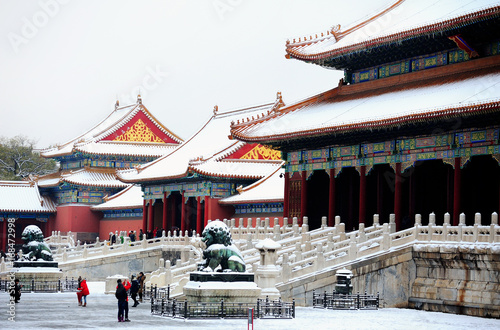 The Forbidden City after a heavy snow,Beijing,China.