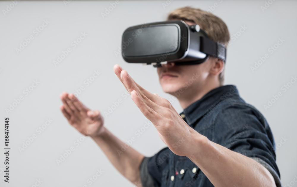 Man in virtual reality Man in virtual reality
