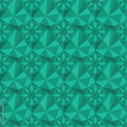 Low poly teal gem-like seamless background