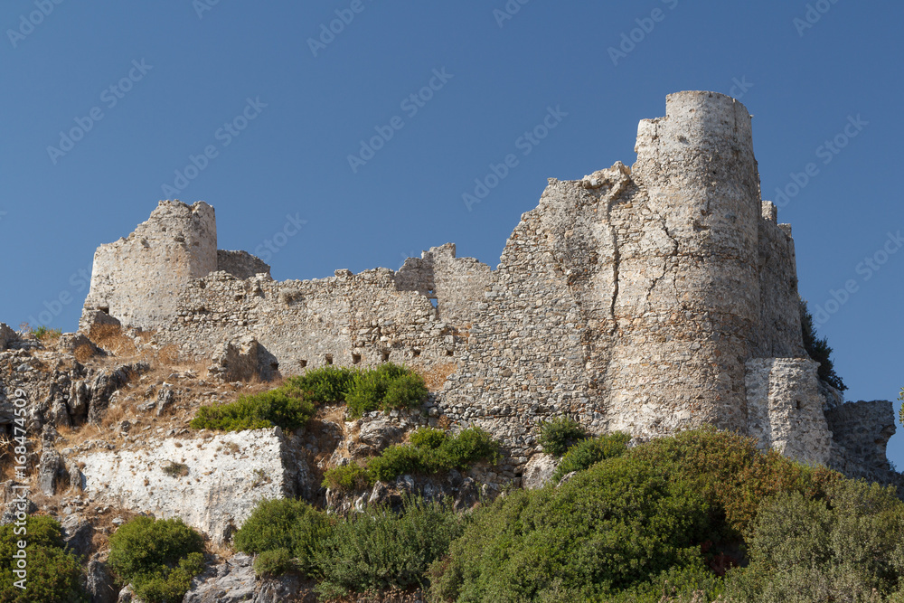 Ruined castle of Asklipeiou, Rhodes island, Greece