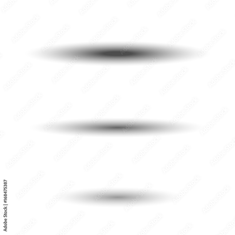 Shadow oval set. Gray soft shadows, isolated on white background. Transparent graphic design. Template realistic shadows for decoration, frame, tab, empty blank, banner. Vector illustration Shadow oval set. Gray soft shadows, isolated on white background. Transparent graphic design. Template realistic shadows for decoration, frame, tab, empty blank, banner. Vector illustration