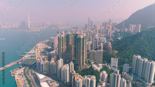 Hong Kong island Aerial view Day shot Skyscrapers photo