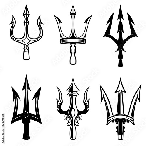 Tablou Canvas Set of trident icons isolated on white background