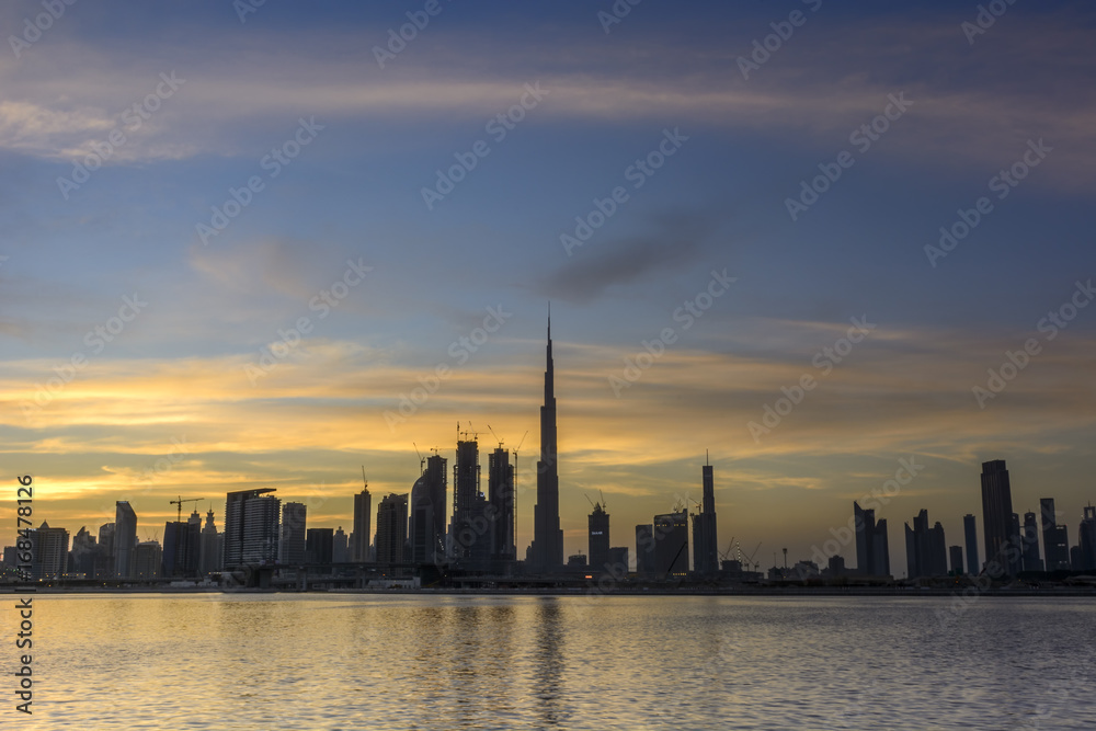 Dubai skyline view from the creek