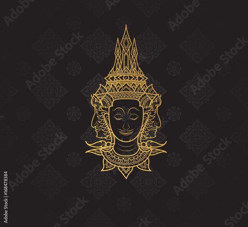 buddha characters of Ramayana,Thai Art Background pattern vector