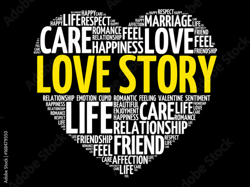 Tableau sur toile Love Story word cloud collage, heart concept background