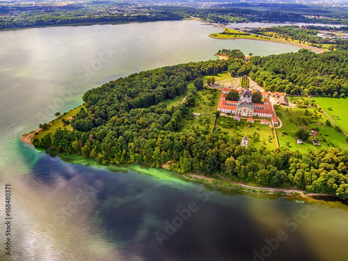 Kaunas, Lithuania: Pazaislis Monastery and Church, located on a peninsula in Kaunas Reservoir, in the summer photo