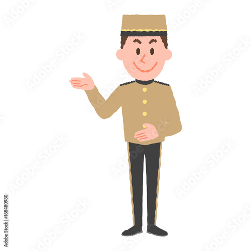 vector illustration of a hotel worker