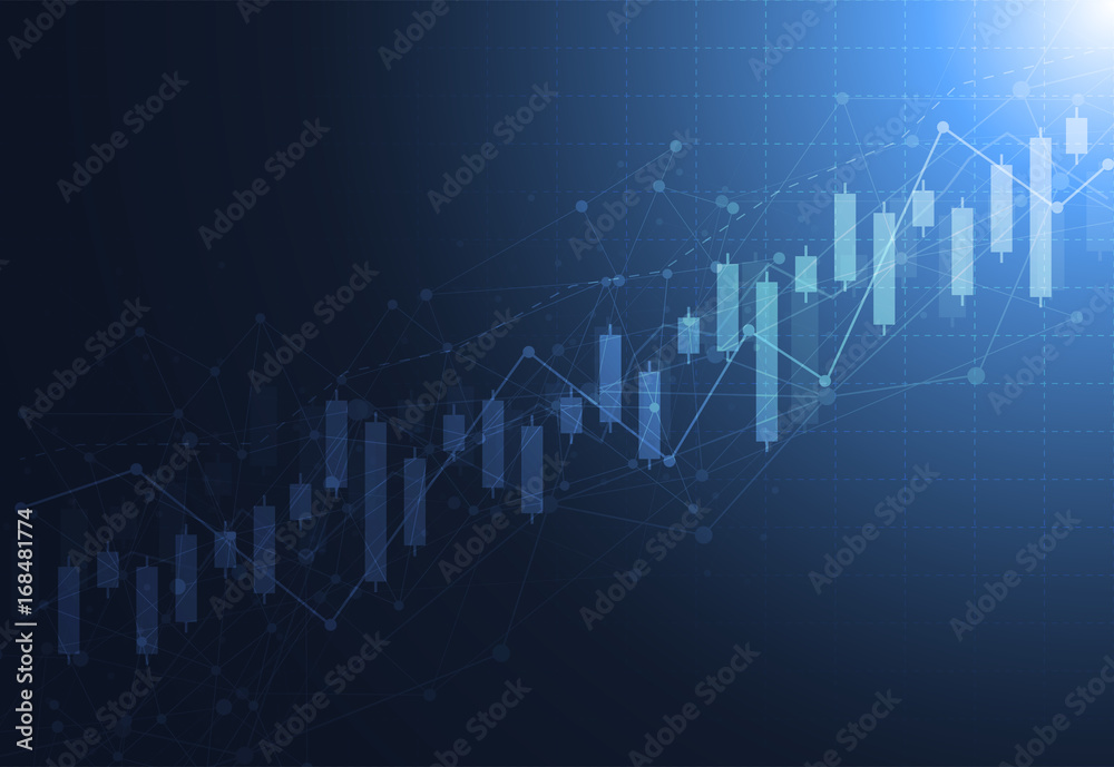 Business candle stick graph chart of stock market investment trading on dark background design. Bullish point, Trend of graph. Vector illustration Business candle stick graph chart of stock market investment trading on dark background design. Bullish point, Trend of graph. Vector illustration