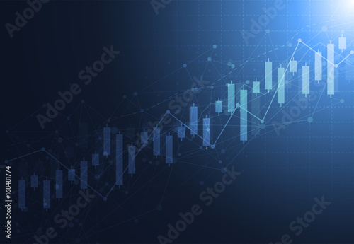 Business candle stick graph chart of stock market investment trading on dark background design. Bullish point, Trend of graph. Vector illustration