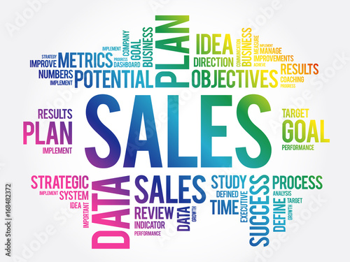 Sales word cloud, business concept background