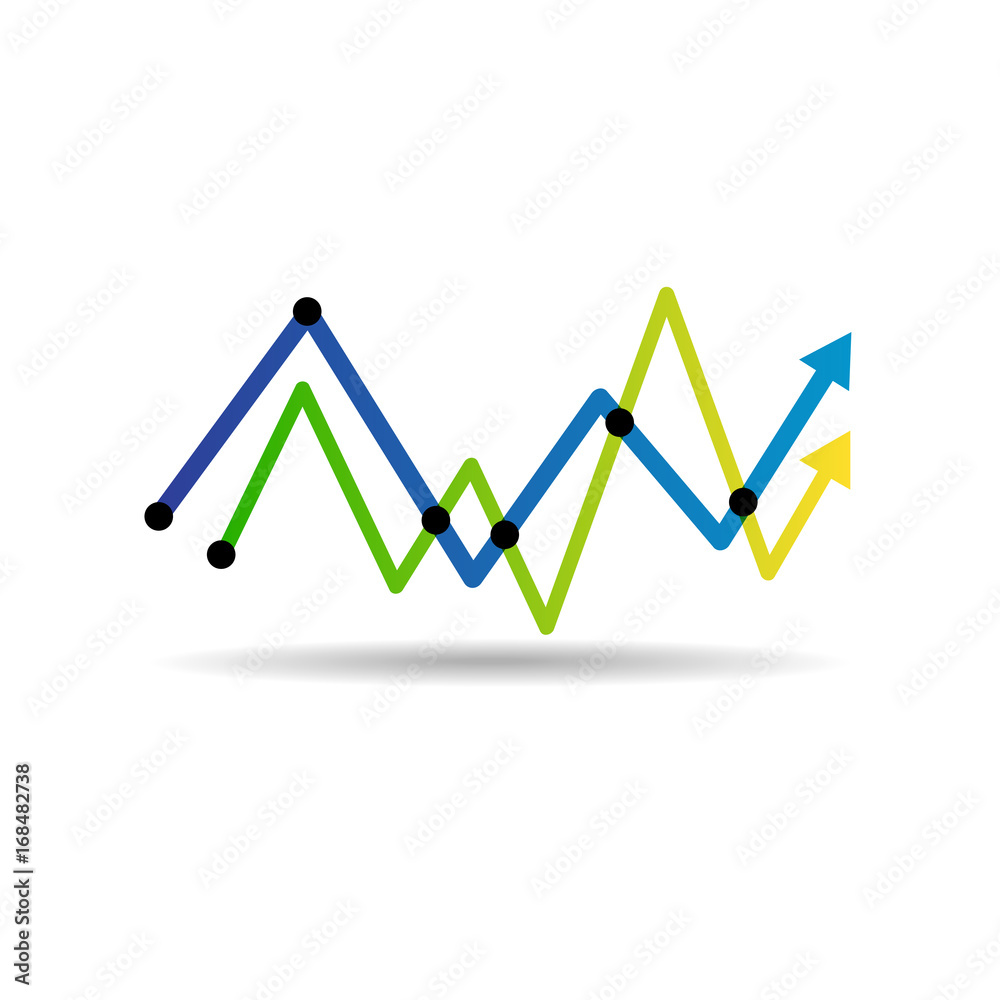 Business graph Icon in trendy colorful flat style on white background. Chart bar symbol for your web site design, logo, Vector illustration Business graph Icon in trendy colorful flat style on white background. Chart bar symbol for your web site design, logo, Vector illustration