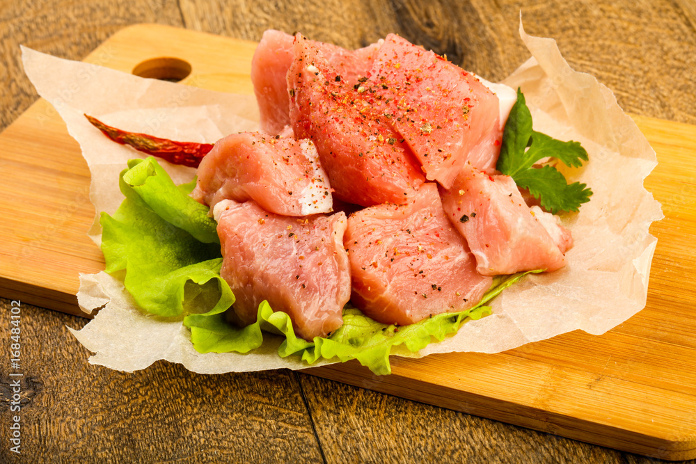 Raw pork pieces Raw pork pieces