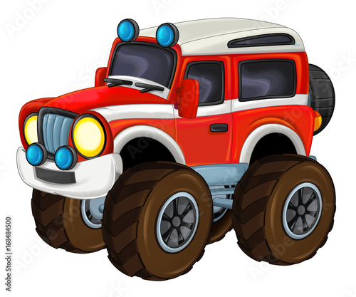 cartoon happy and funny off road car looking like monster truck / vehicle © honeyflavour