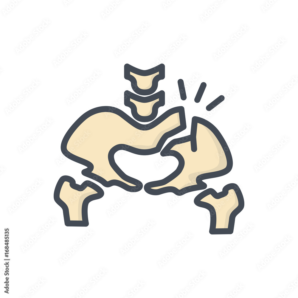 Broken Bones Human Body Colored Icon pelvis Broken Bones Human Body Colored Icon pelvis