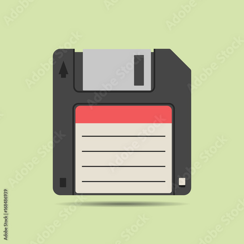 Magnetic floppy disc icon in flat style, isolated web icon, colored