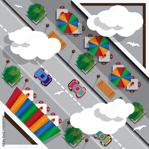 Street Cafe. Top view. Vector illustration.