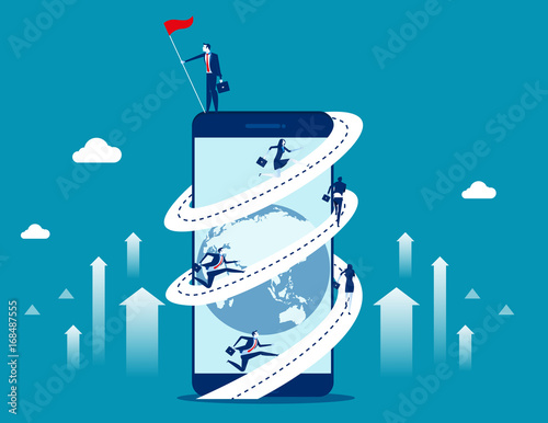 Technology. Business people and smartphone. Concept business vector illustration.