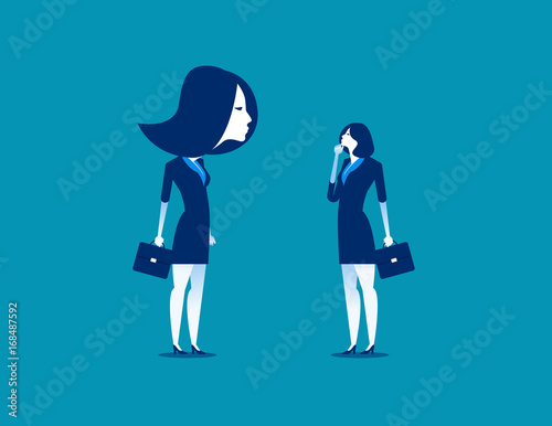 Large. Business person and big head. Concept business vector illustration.