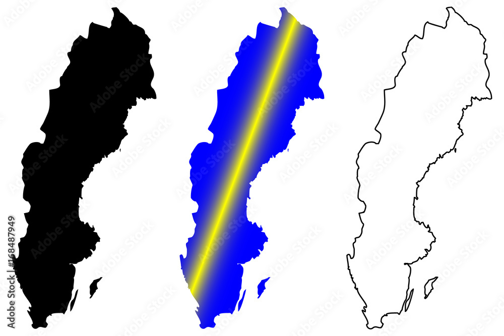 Sweden map vector illustration, scribble sketch Sweden