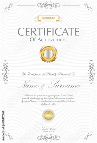 Certificate or diploma retro design template