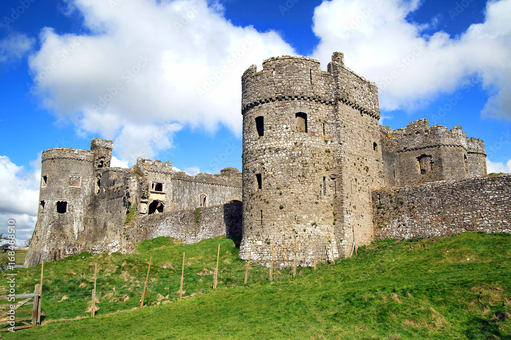 Carew Castle in Pembrokeshire Wales is a 12th century ruin