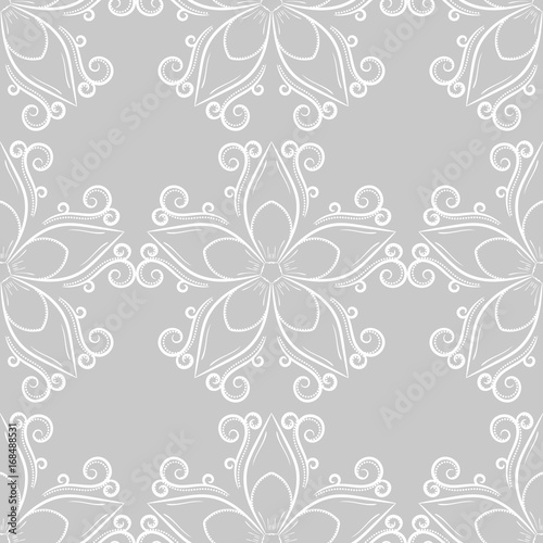Floral seamless pattern. Gray abstract background