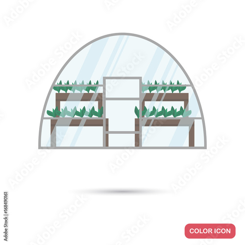 Greenhouse color flat icon for web and mobile design