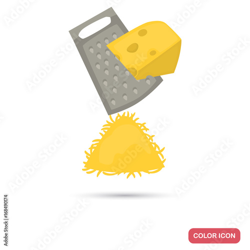 Shredding cheese on grater color icon fro web and mobile design