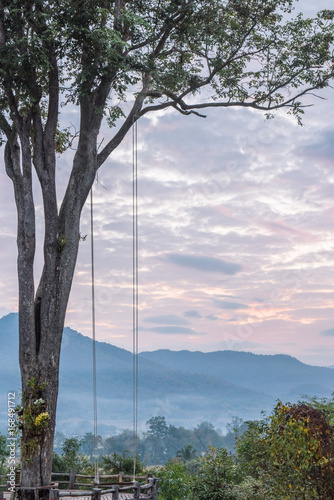 tree swing of Pai in sunrise