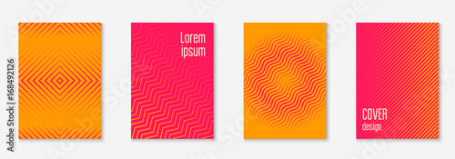 Minimal trendy covers. Vector halftone gradients. Geometric future template for flyer, poster, brochure and invitation. Minimalistic colorful cover. Set of EPS 10 illustration.