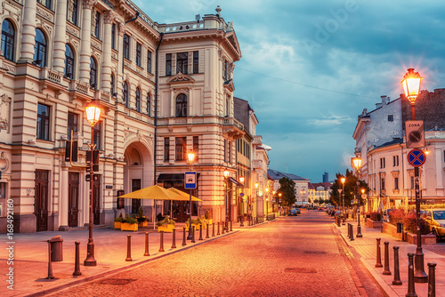 Vilnius, Lithuania: Didzioji street in the old town at sunrise