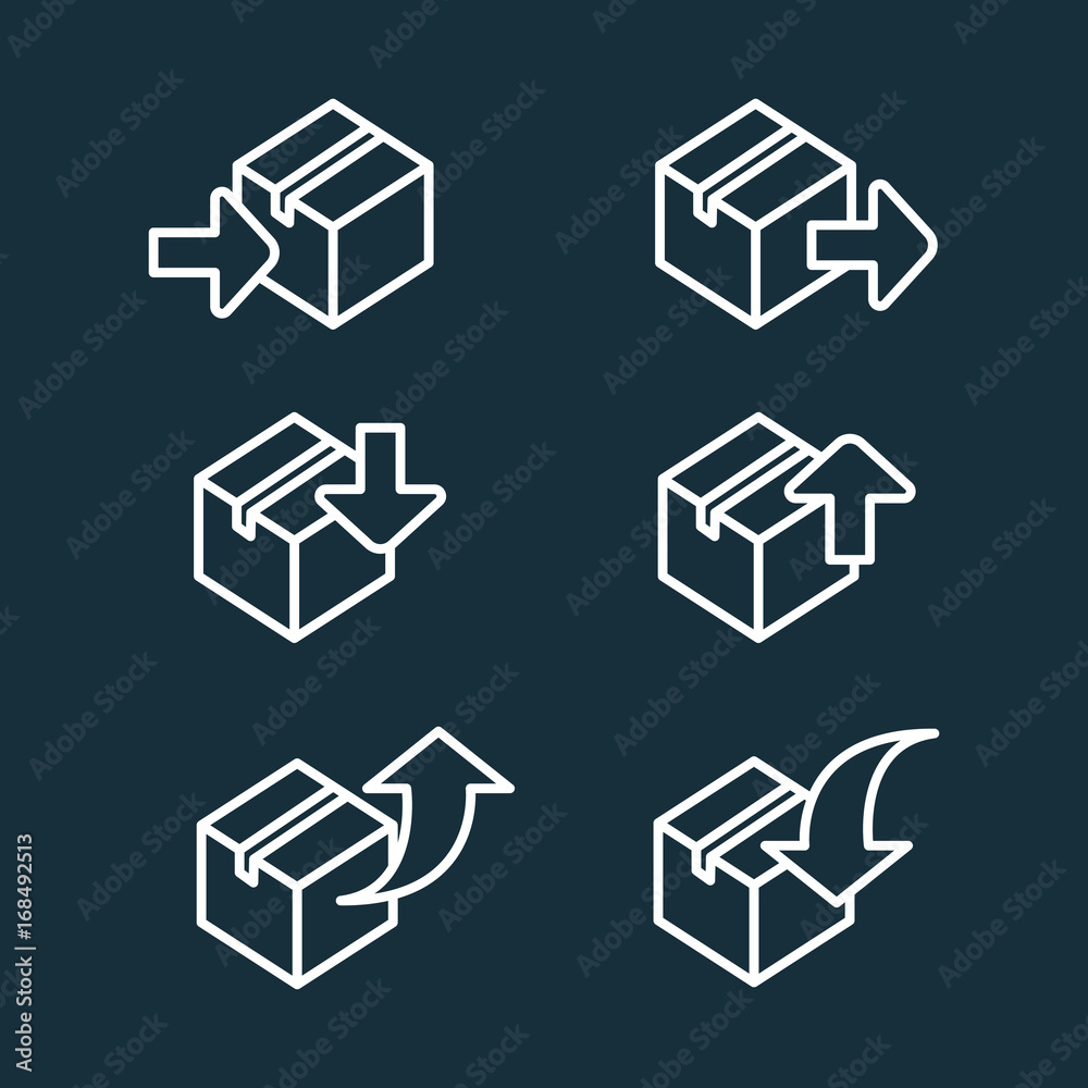 package, box icons set on dark background package, box icons set on dark background