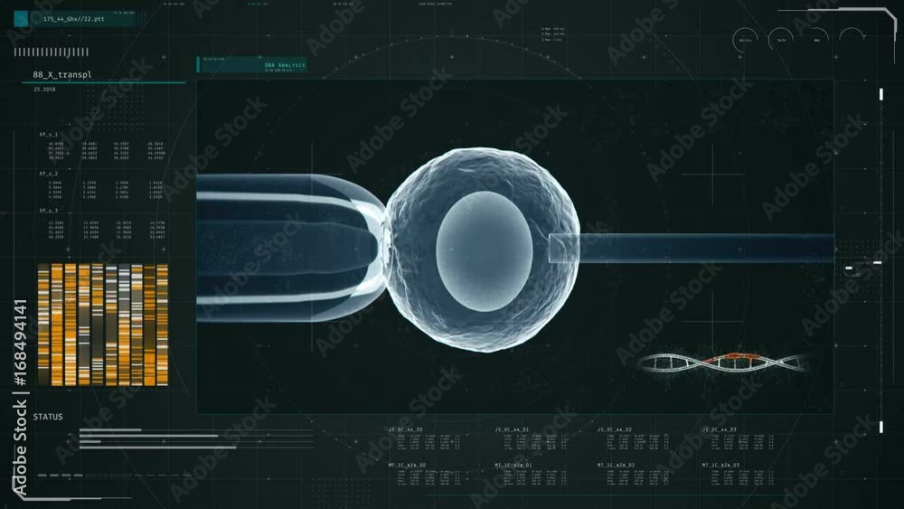 Cell injection macro, artificial insemination AI under microscope ...