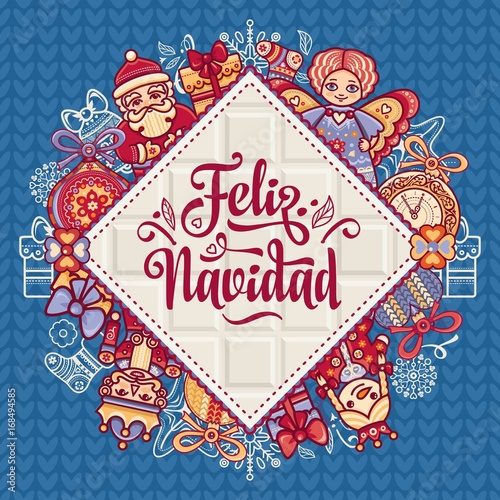 Feliz navidad. Xmas card on Spanish language. © Zoya Miller