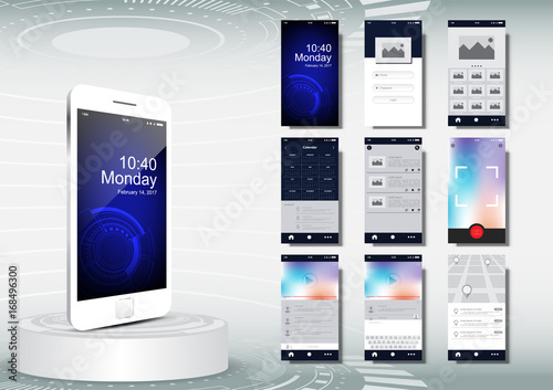 UI, UX for mobile application template, elements