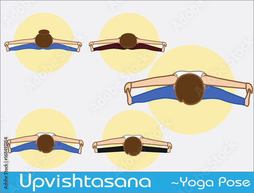 Yoga Cartoon Vector Poses - Upvishtasana