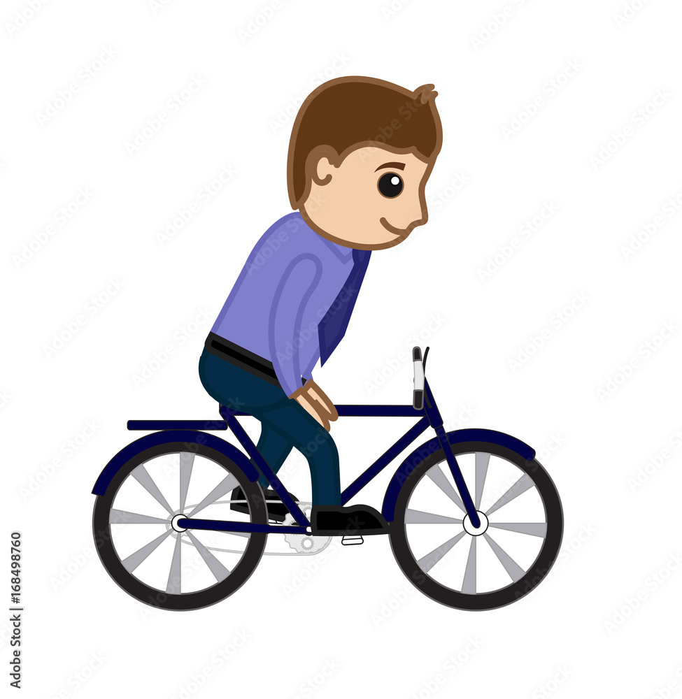 Happy Boy Riding Bicycle with Holding Handles Happy Boy Riding Bicycle with Holding Handles