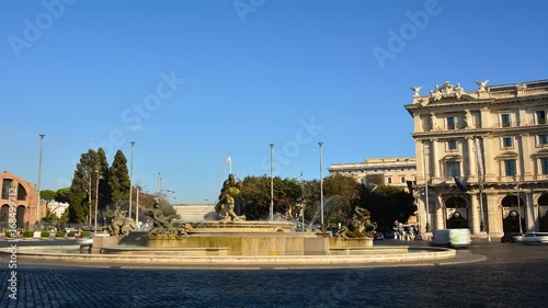 Naiadi Fountains at Reppublica square in Rome. Time Lapse photo